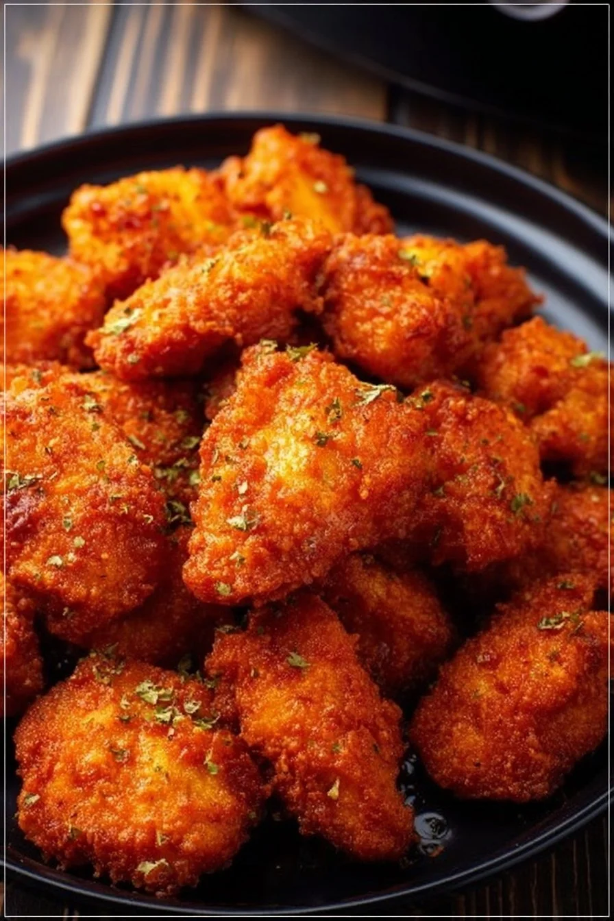 Crispy Air Fryer Buffalo Chicken served with dipping sauce