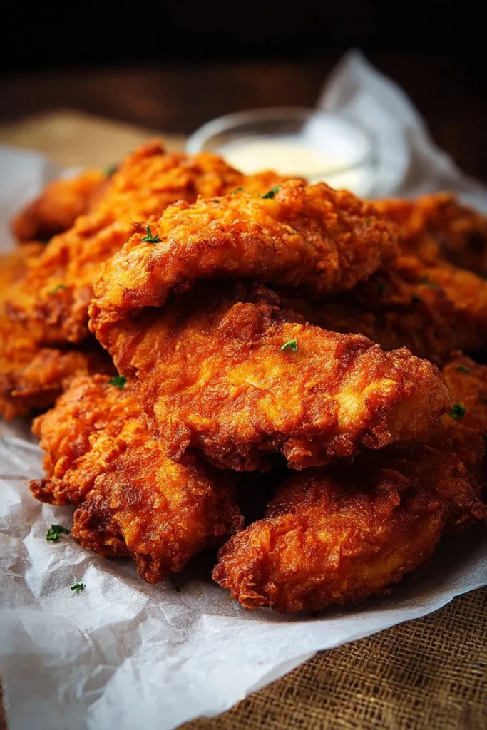 Delicious buttermilk fried chicken tenders served on a plate
