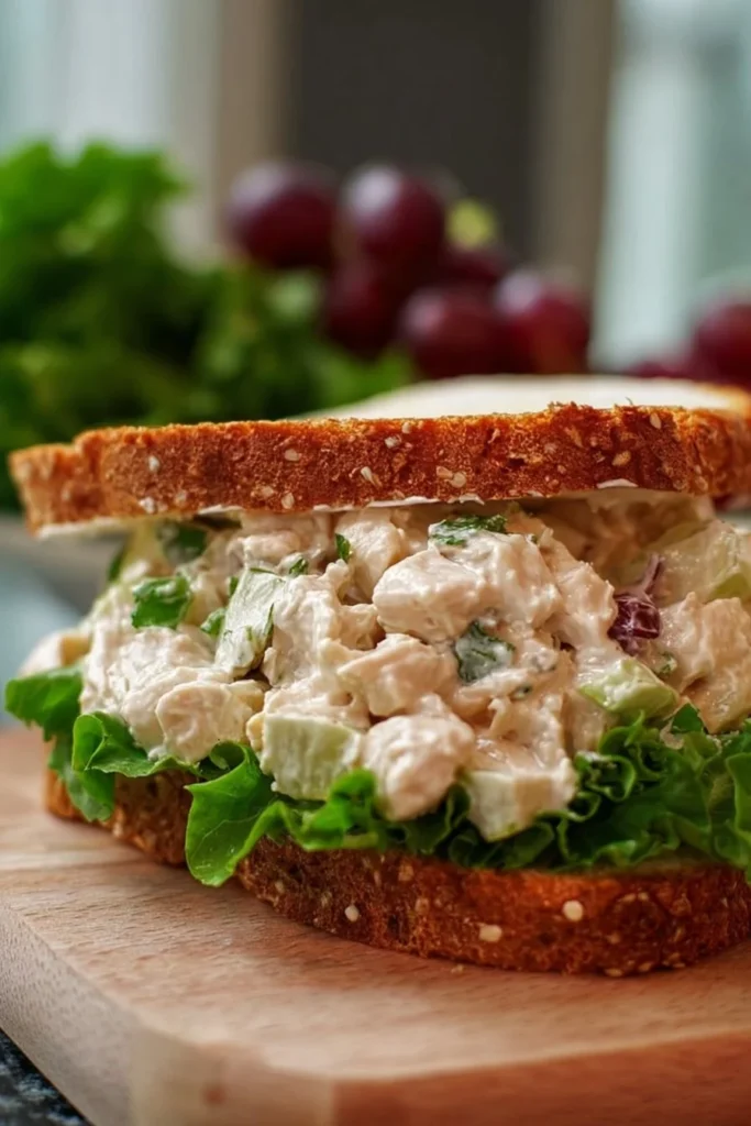 Delicious chicken salad sandwich made with fresh ingredients