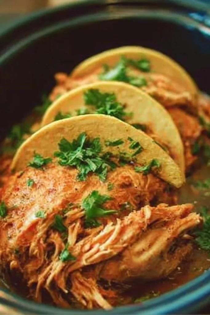 Delicious Crockpot Chicken cooked to perfection in a slow cooker