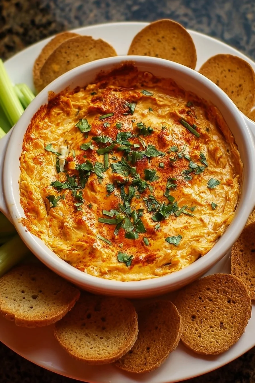 Creamy Buffalo Chicken Dip served in a crockpot for a perfect party dish