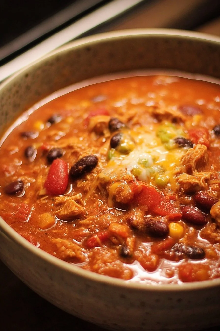 A bowl of easy one-pot chili garnished with cilantro and served with bread.