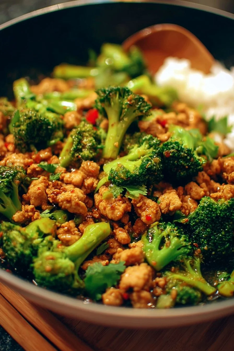 Ground Chicken & Broccoli Stir Fry 2 Ground Chicken and Broccoli Stir Fry in a colorful bowl, perfect for a healthy meal