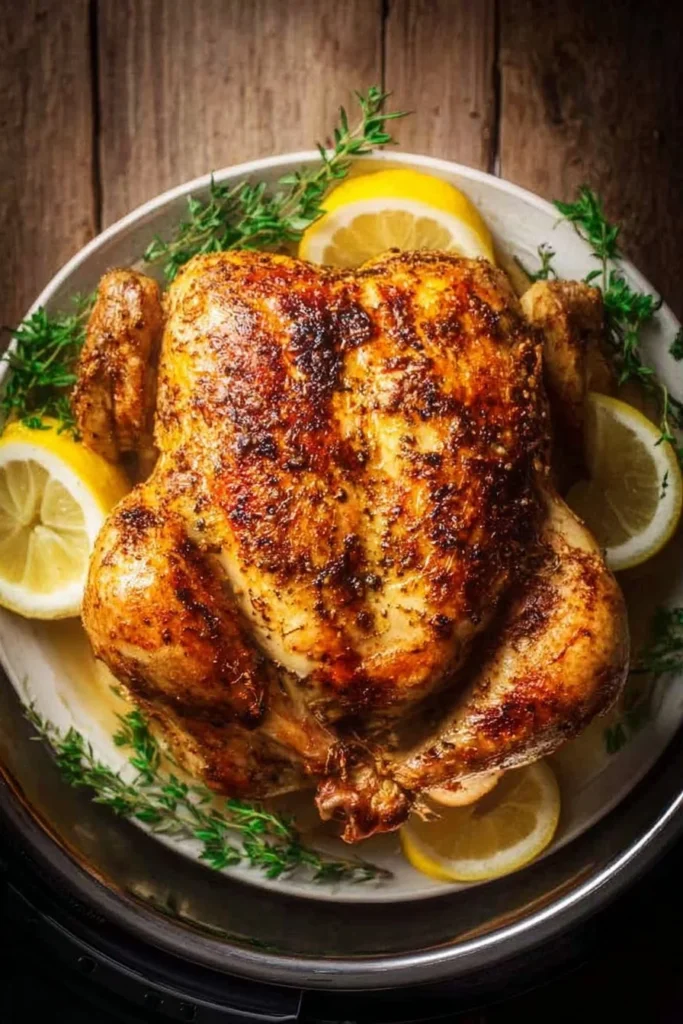 Instant Pot Whole Chicken recipe with seasonings and herbs