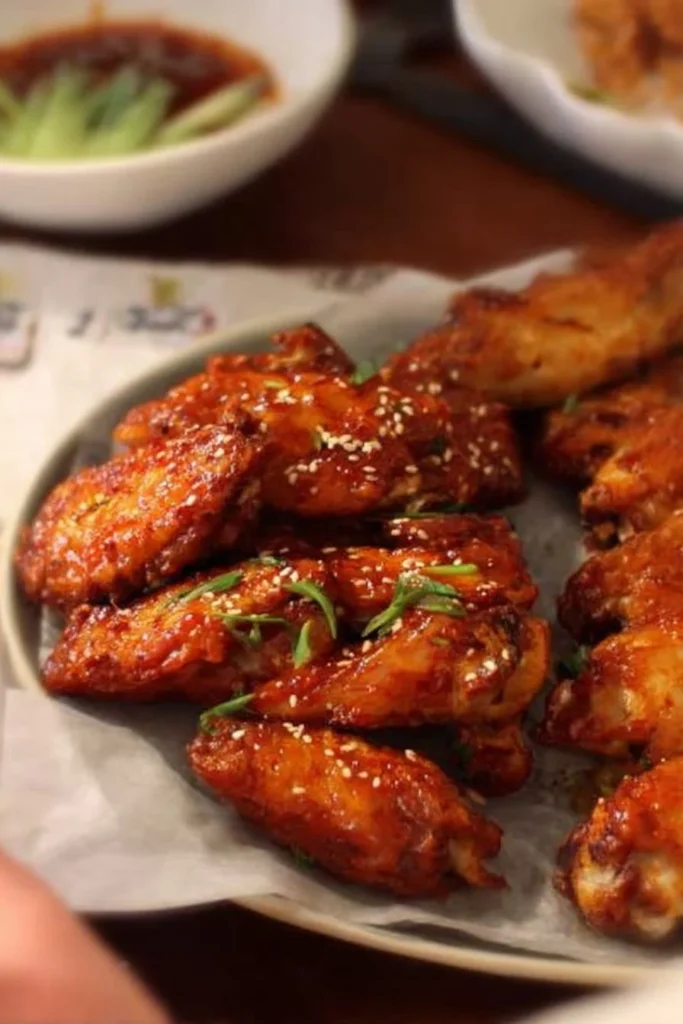 Delicious Korean baked wings with a crispy golden exterior and savory glaze.