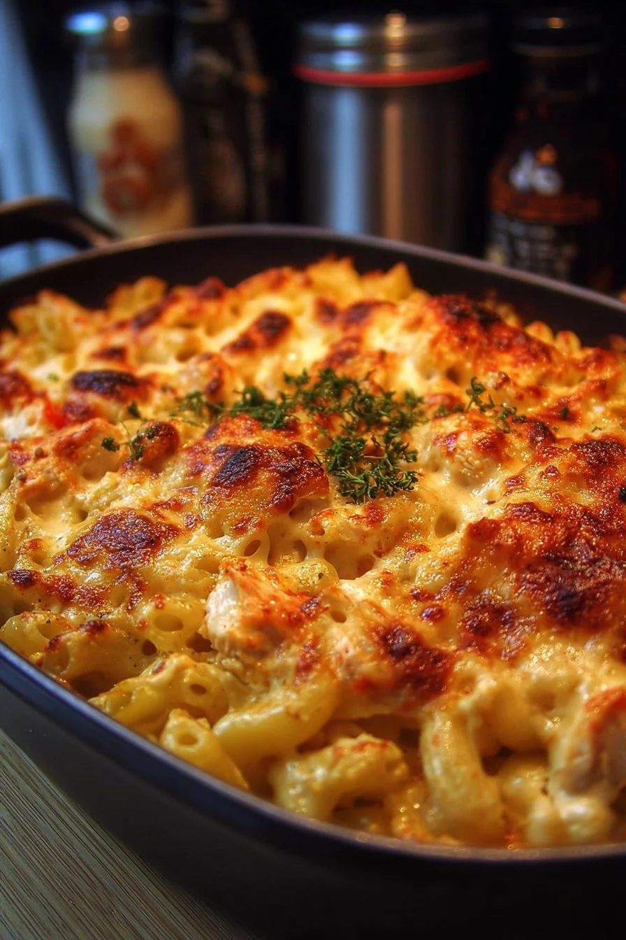 Marry Me Chicken Pasta Bake 2 Delicious Marry Me Chicken Pasta Bake topped with cheese and herbs.