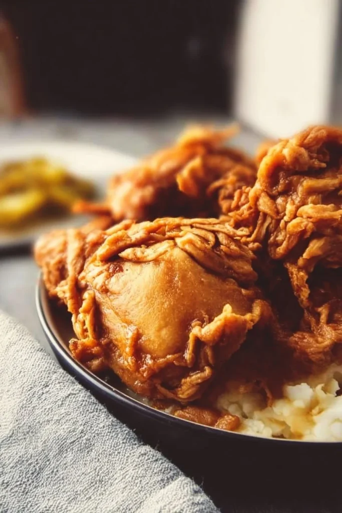 Delicious Mississippi Chicken dish served in a bowl with herbs and spices