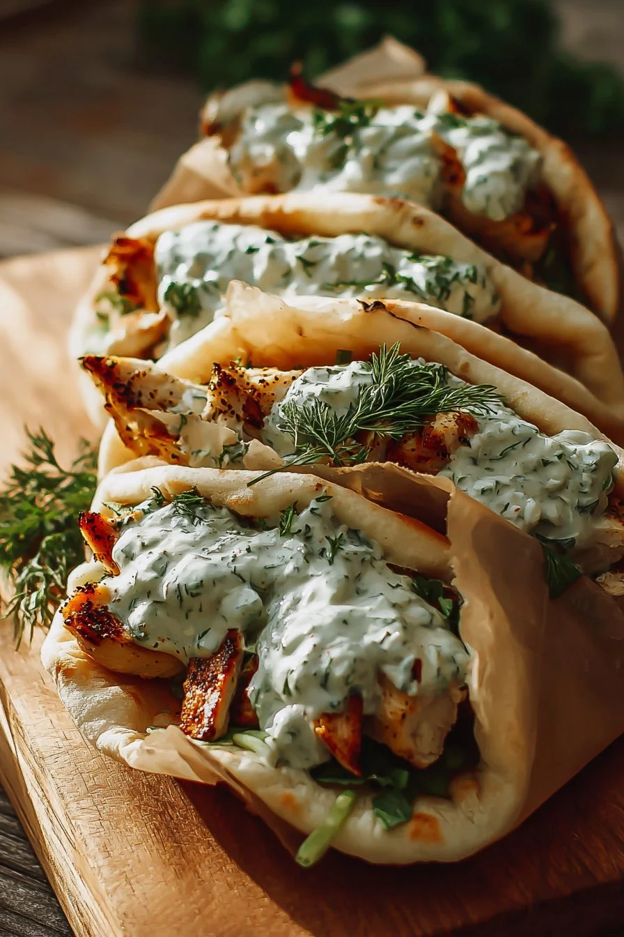 Sheet Pan Chicken Pitas with Herby Ranch served on a plate