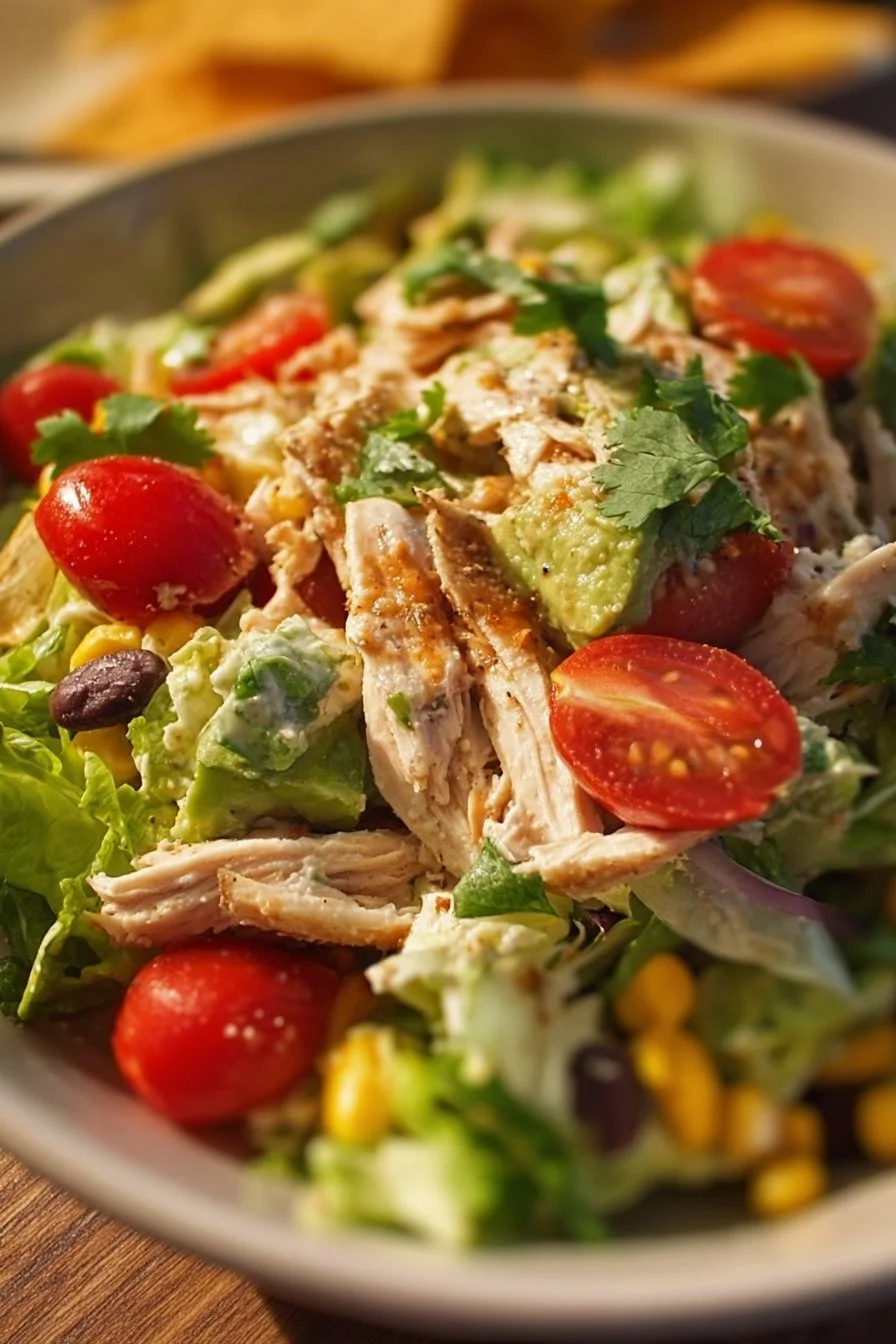 Southwest Chicken Salad 2 Delicious Southwest Chicken Salad with grilled chicken, black beans, and fresh vegetables