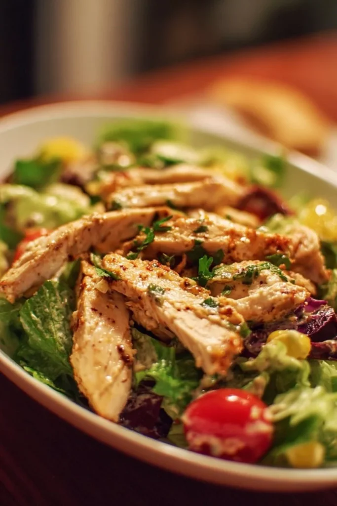 Colorful Southwest Chicken Salad with grilled chicken and fresh vegetables