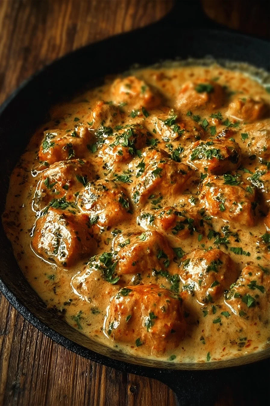 Delicious Texas Roadhouse Butter Chicken Skillet served with rice and herbs