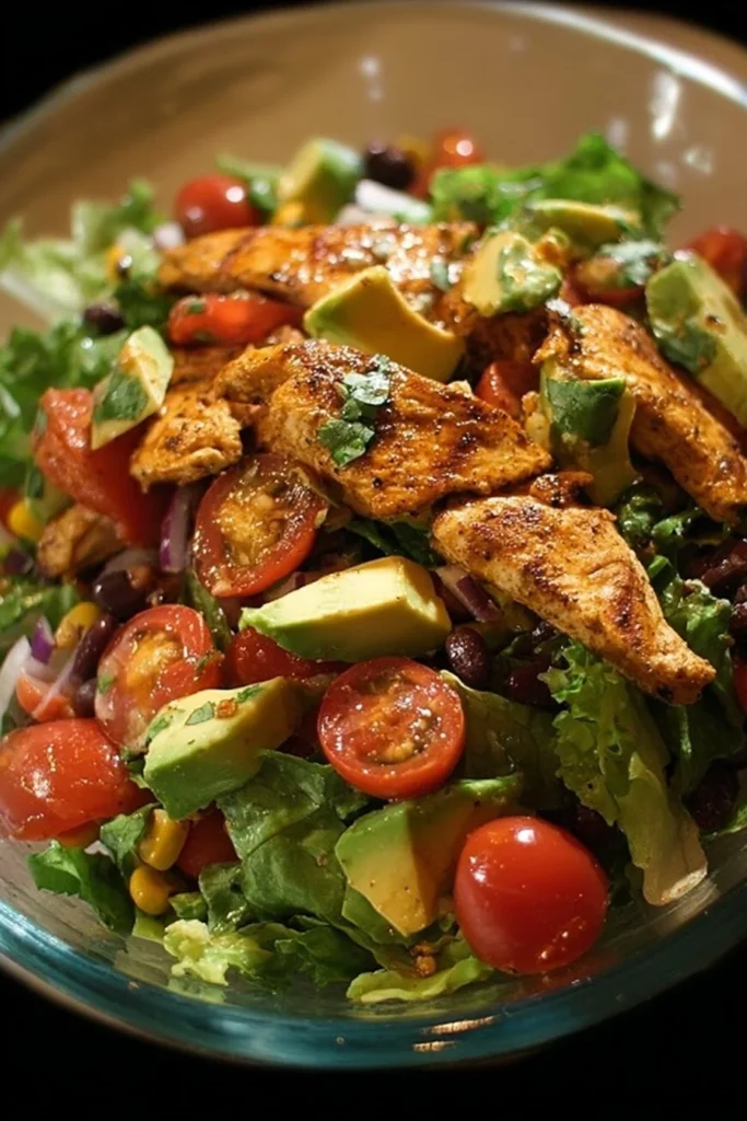 Zesty Southwest Chicken Salad with grilled chicken, veggies, and dressing