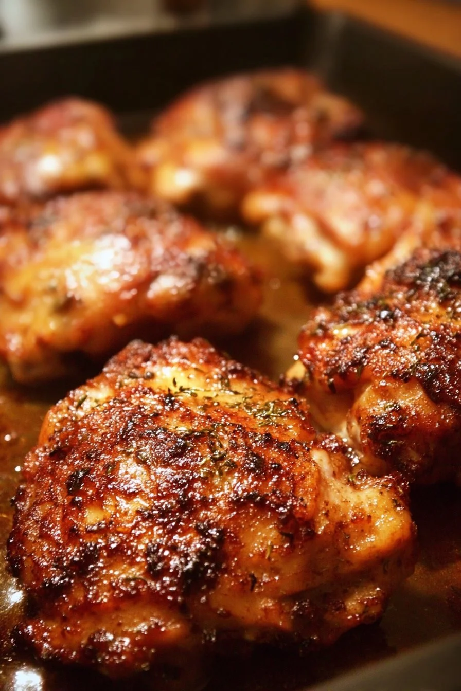 30-minute oven baked boneless skinless chicken thighs on a plate