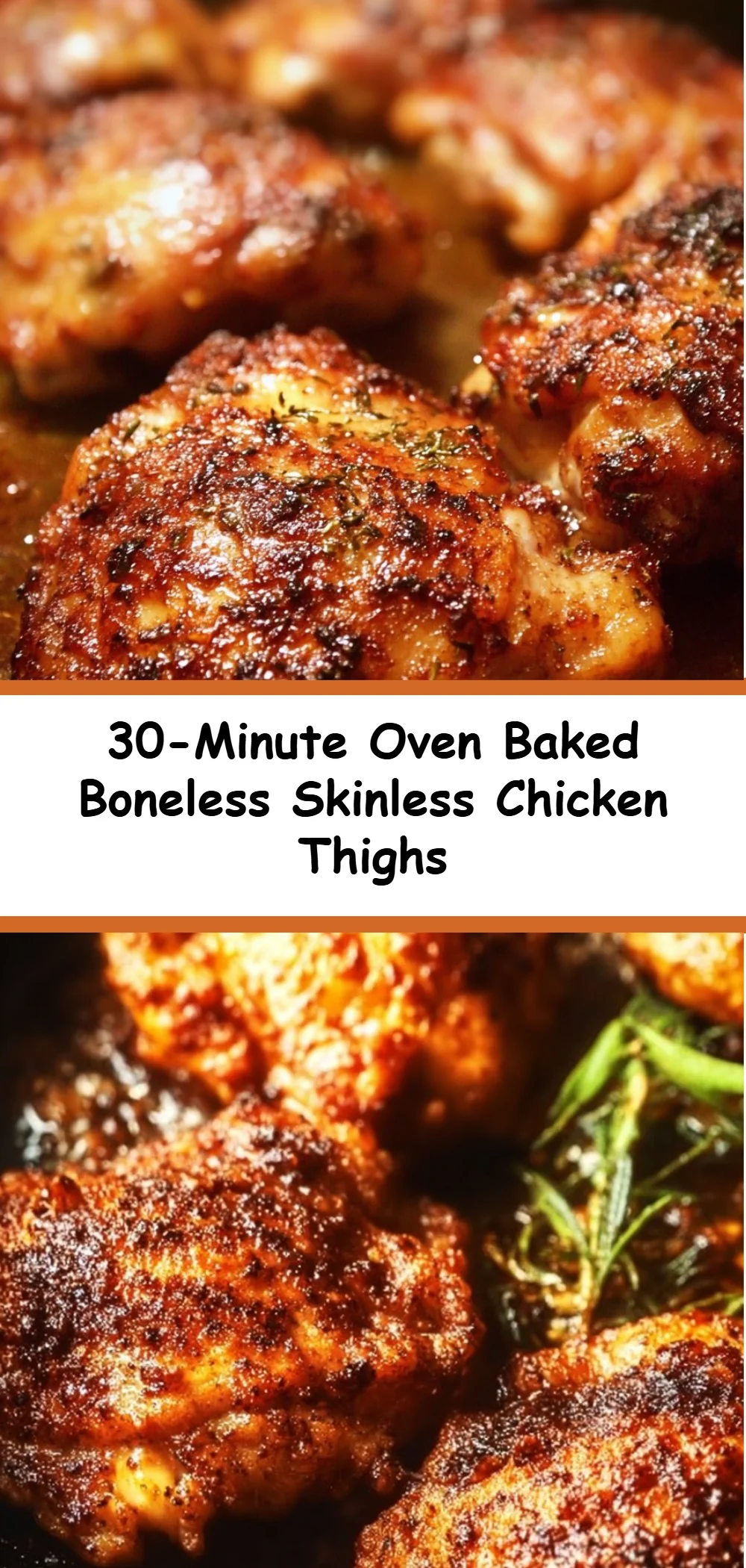 30-Minute Oven Baked Boneless Skinless Chicken Thighs