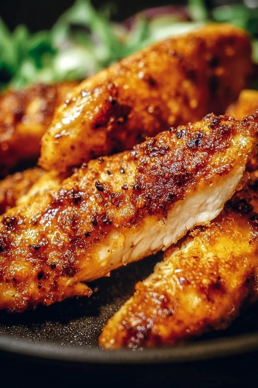 Juicy roasted chicken tenderloins garnished with herbs and spices