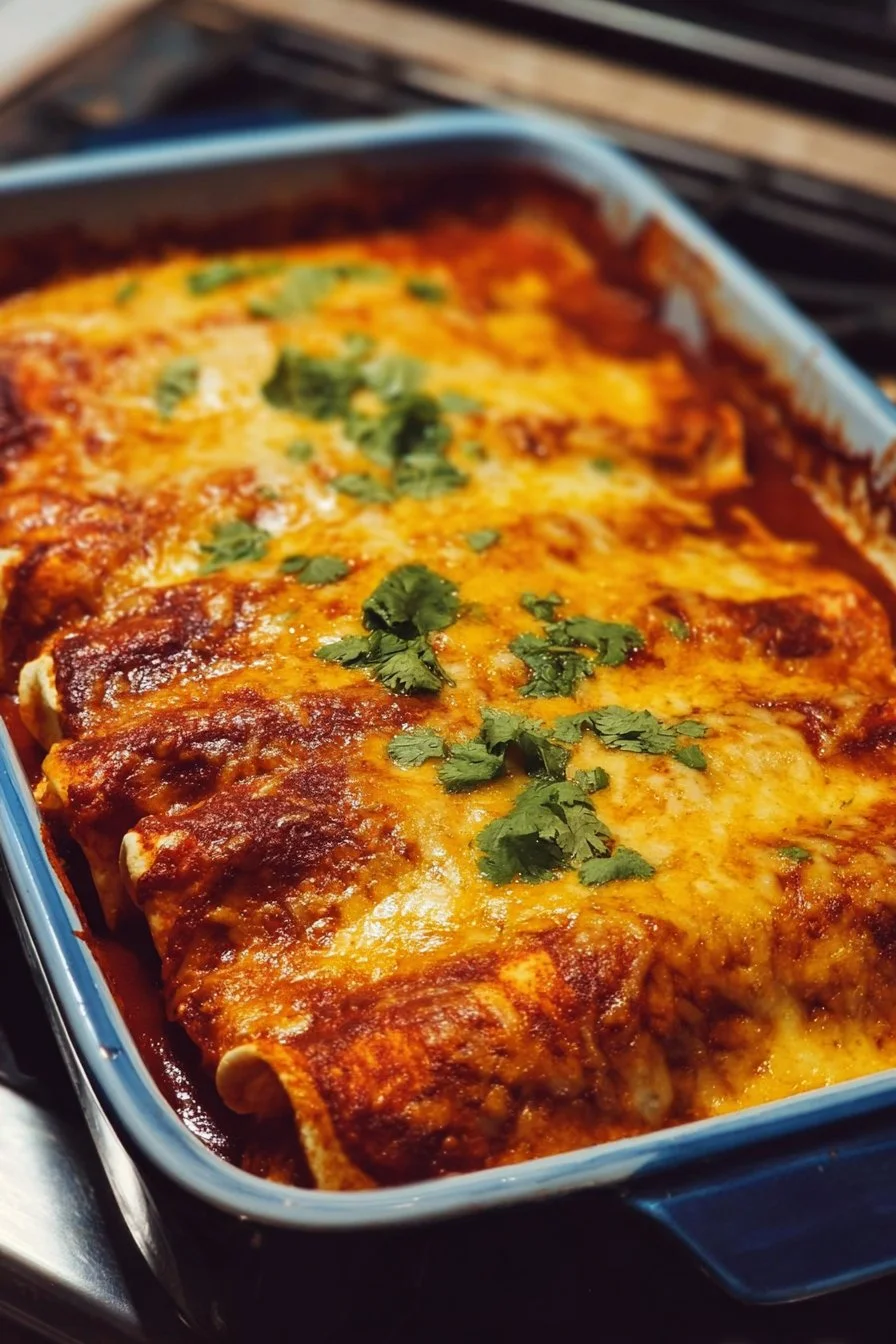 Bobby Flay's flavorful chicken enchiladas served with fresh toppings.