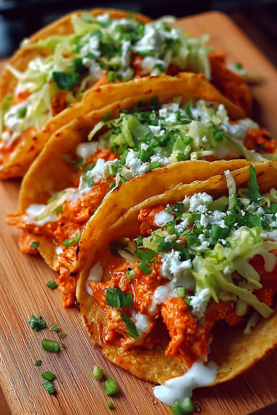 Buffalo Chicken Smash Burger Tacos 3 Buffalo Chicken Smash Burger Tacos served on a plate