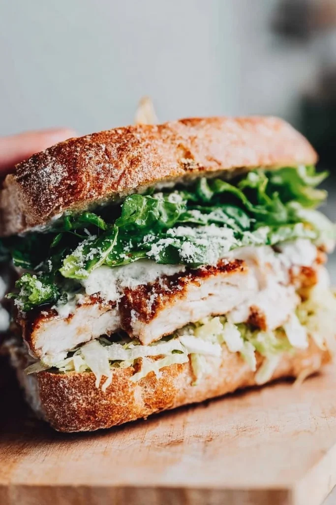 Delicious Chicken Caesar Sandwich with fresh ingredients and creamy dressing