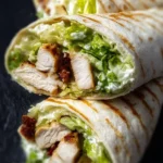 Delicious Chicken Caesar Wraps filled with grilled chicken, romaine, and Caesar dressing