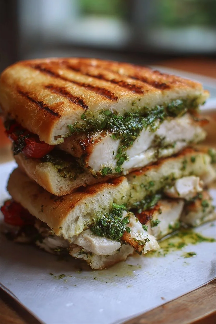 Delicious Chicken Pesto Sandwich with fresh ingredients and artisan bread