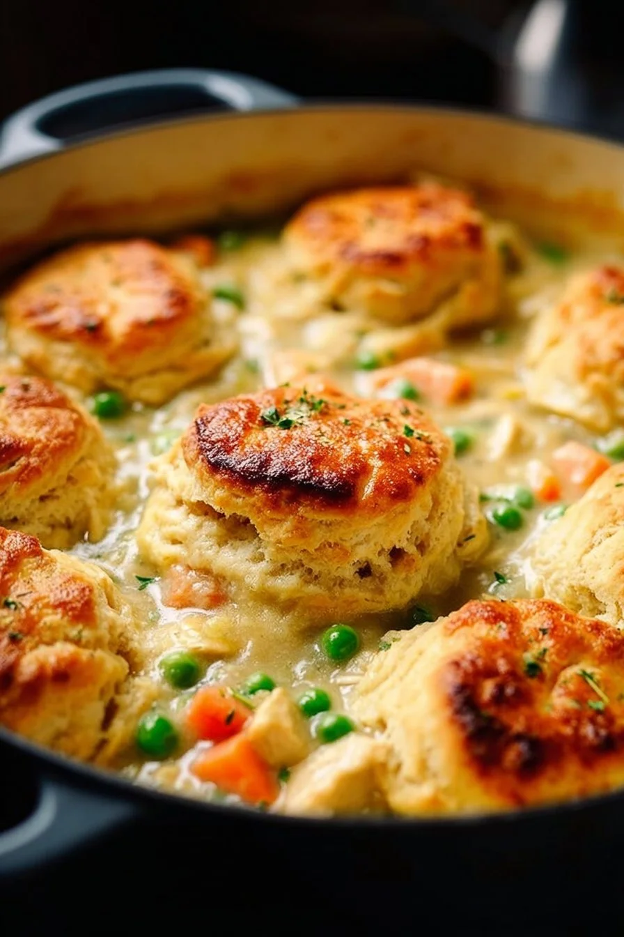 Comforting Chicken Pot Pie with Biscuits
