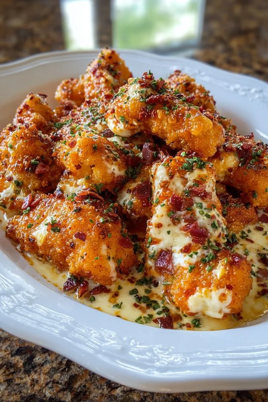 Cottage Cheese Parmesan Firecracker Chicken served with fresh herbs and spices