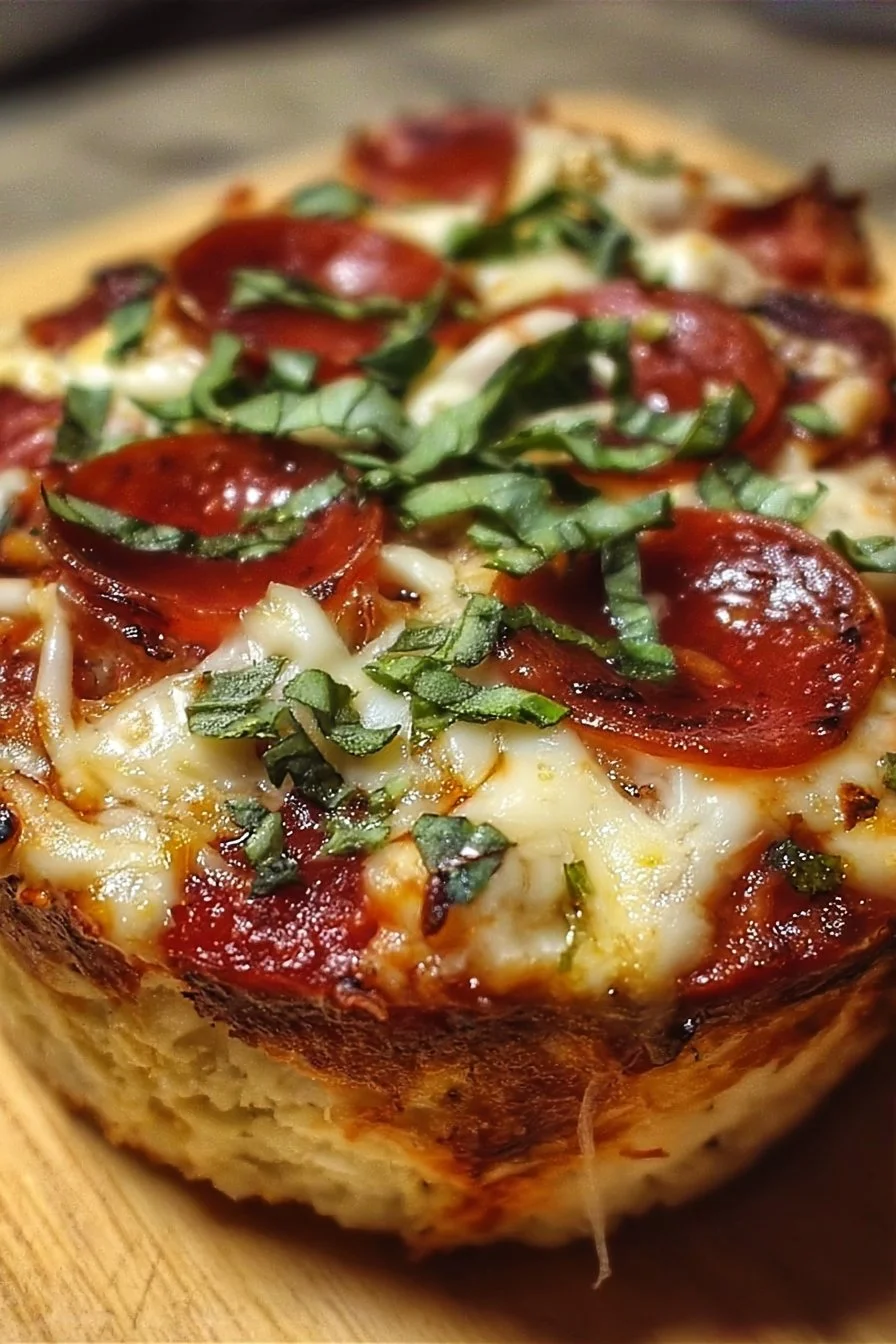 A healthy cottage cheese pizza bowl topped with fresh vegetables and herbs.