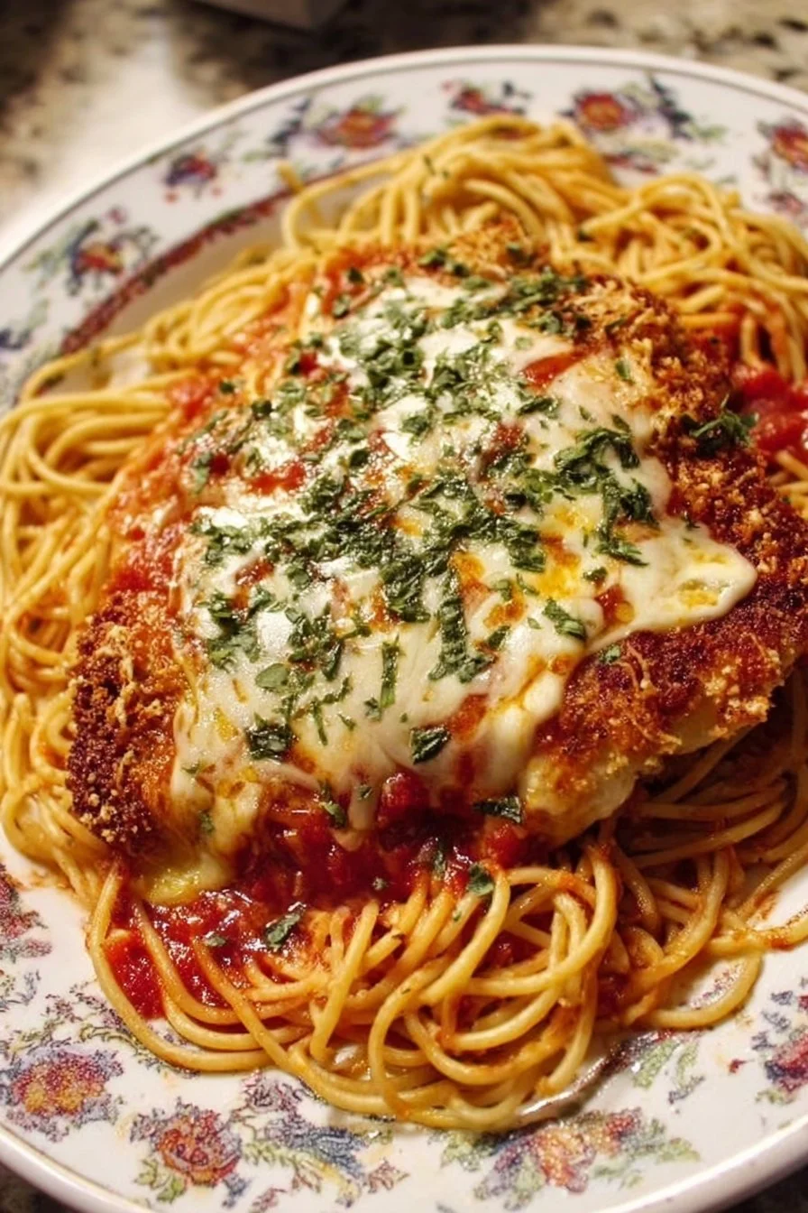 Creamy Chicken Parmesan 3 Creamy chicken parmesan dish with melted cheese and rich sauce