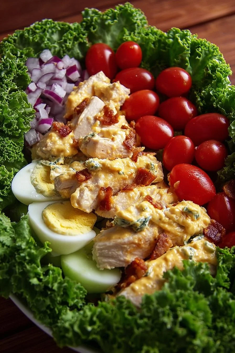 Creamy honey mustard chicken salad served in a bowl with fresh ingredients