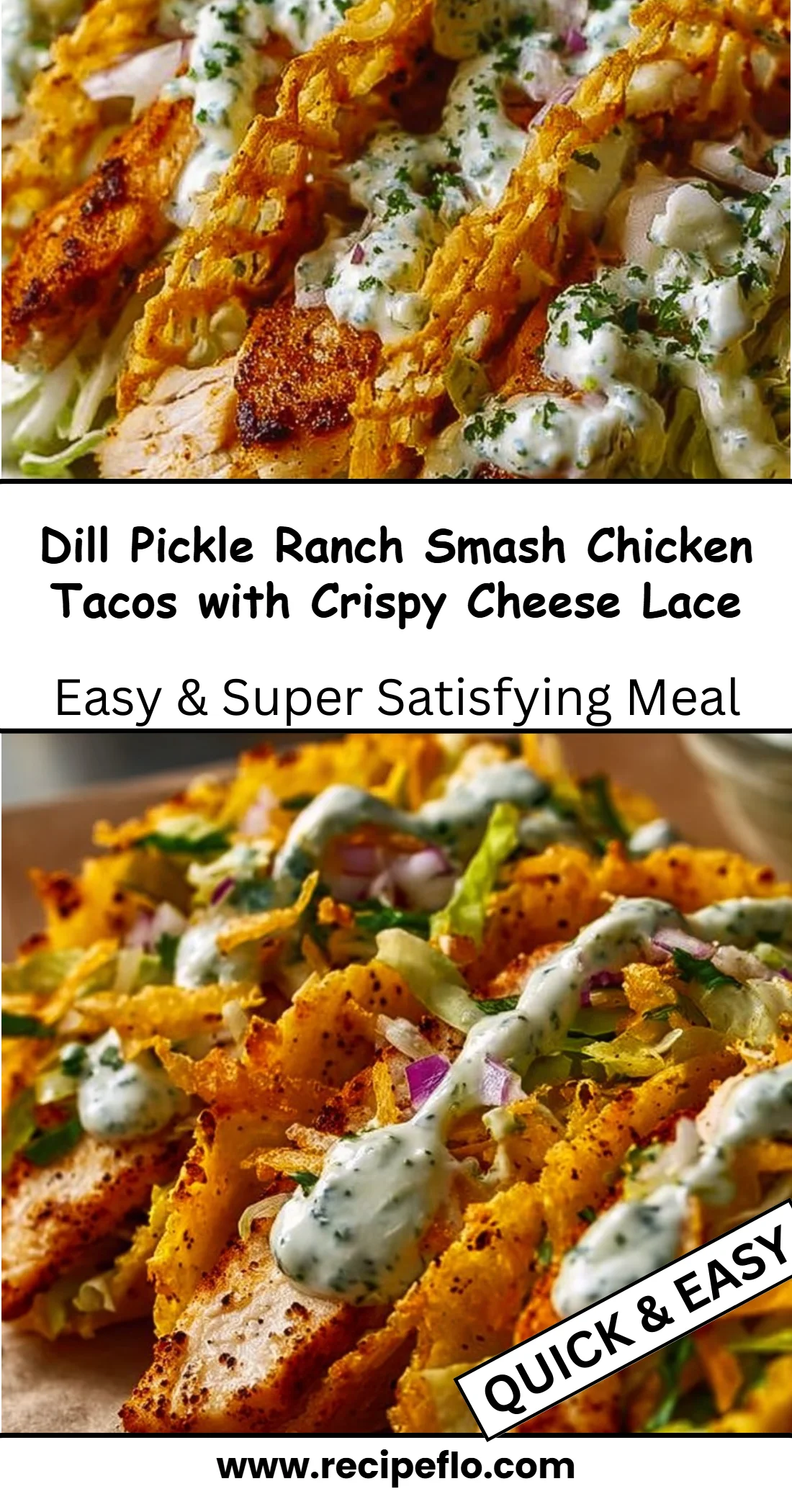 Dill Pickle Ranch Smash Chicken Tacos with Crispy Cheese Lace 4 Dill Pickle Ranch Smash Chicken Tacos with Crispy Cheese Lace