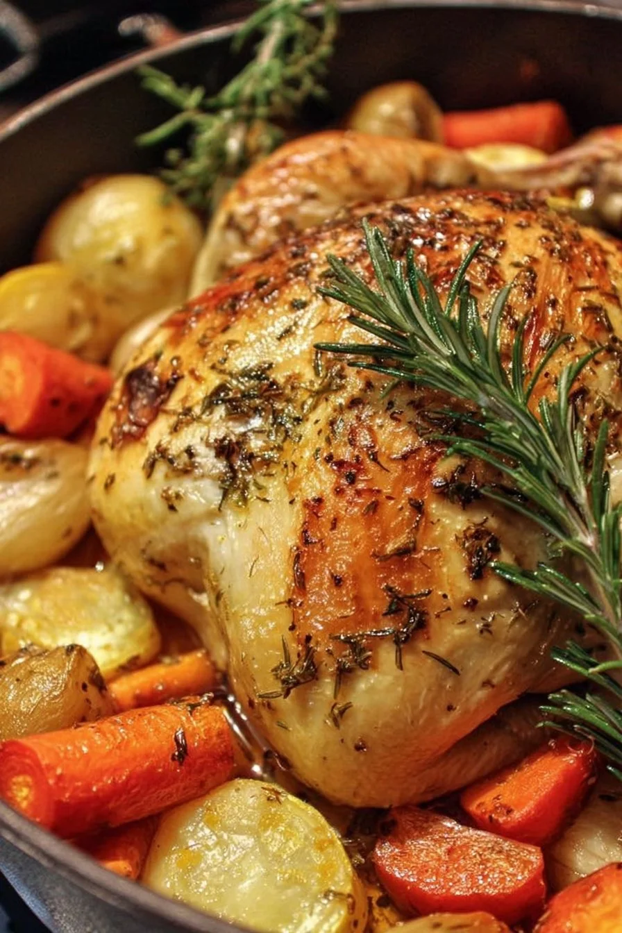 Dutch Oven Whole Chicken with Root Vegetables