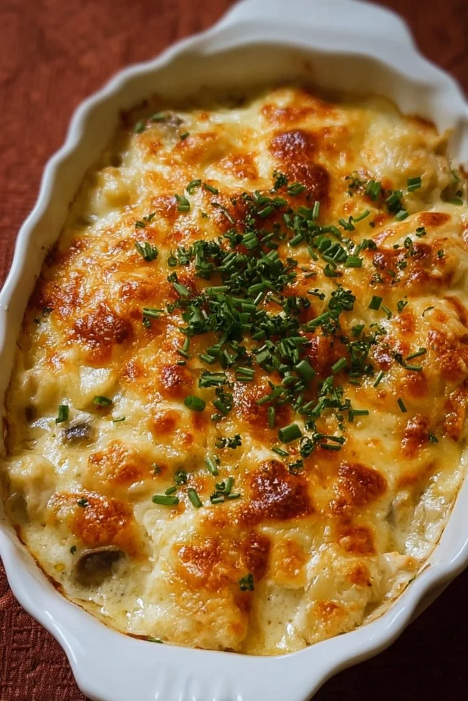 Delicious Easy Crack Chicken Casserole served in a dish with ingredients on the side