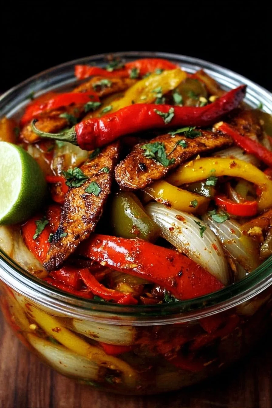 Marinated fajitas ready for grilling, showcasing vibrant flavors and fresh ingredients