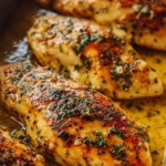 Delicious Garlic Butter Baked Chicken Breast ready to serve