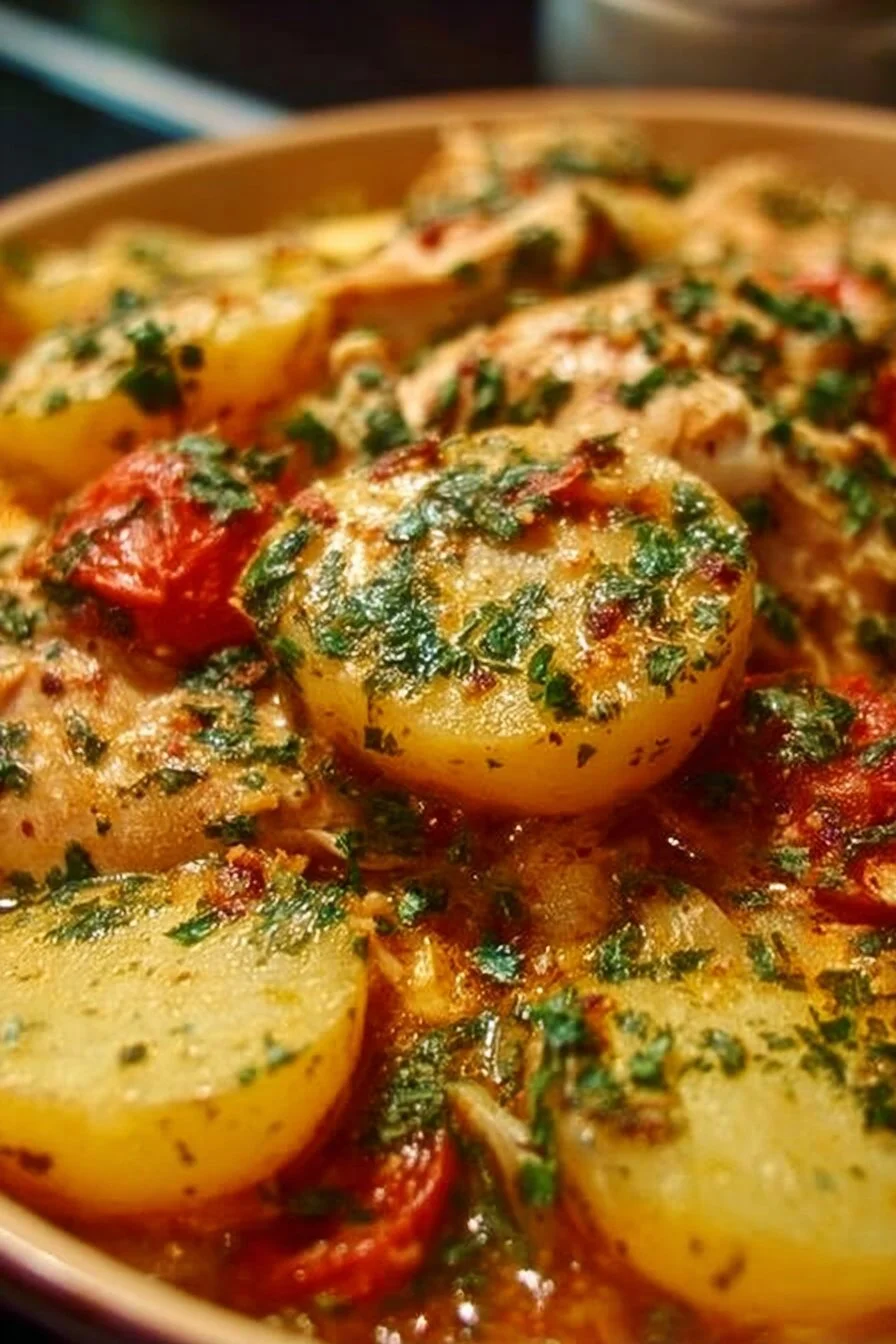 Italian Crockpot Chicken and Potatoes 3 Italian Crockpot Chicken with Potatoes in a slow cooker