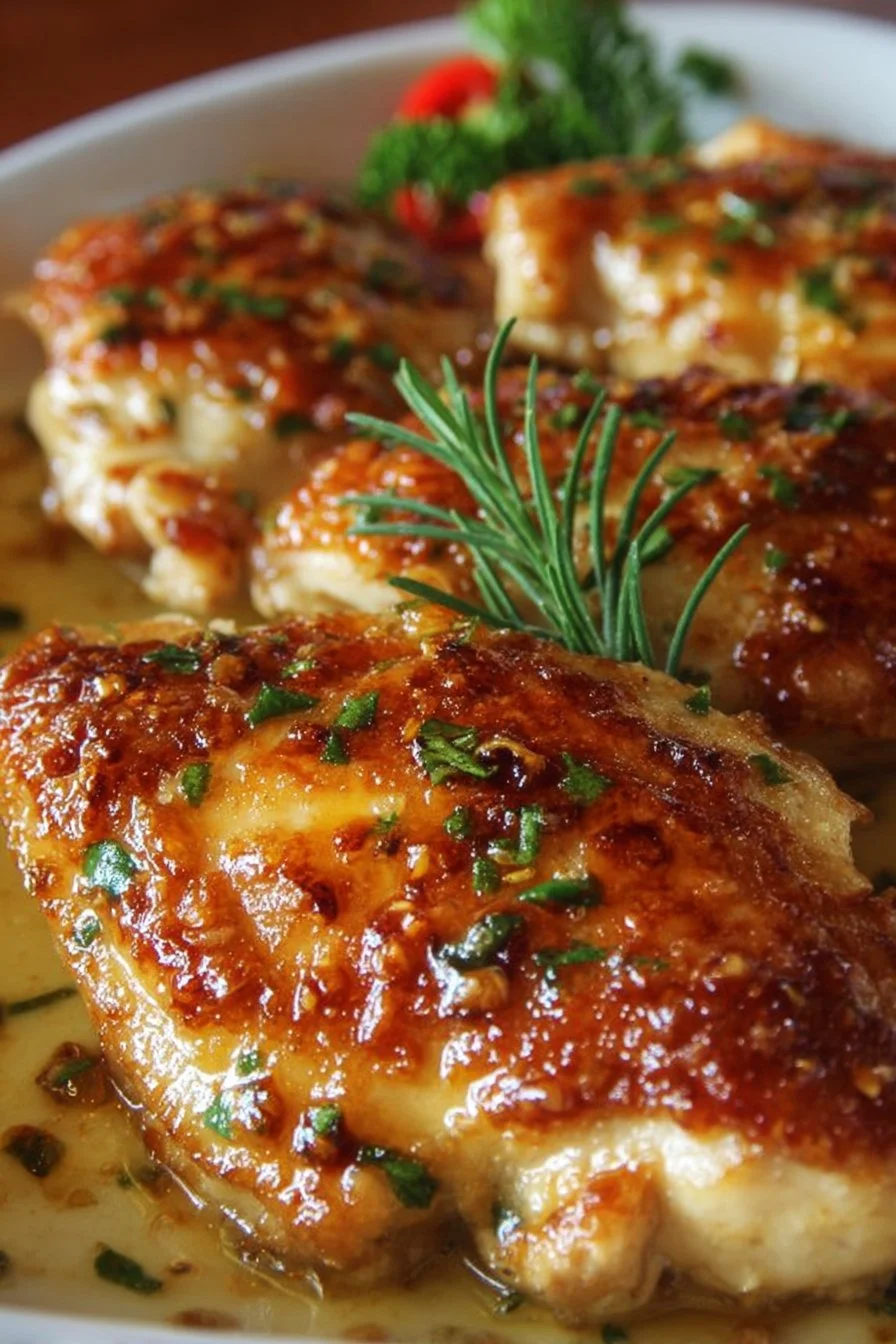 Delicious Melt in Your Mouth Chicken dish served on a plate with herbs