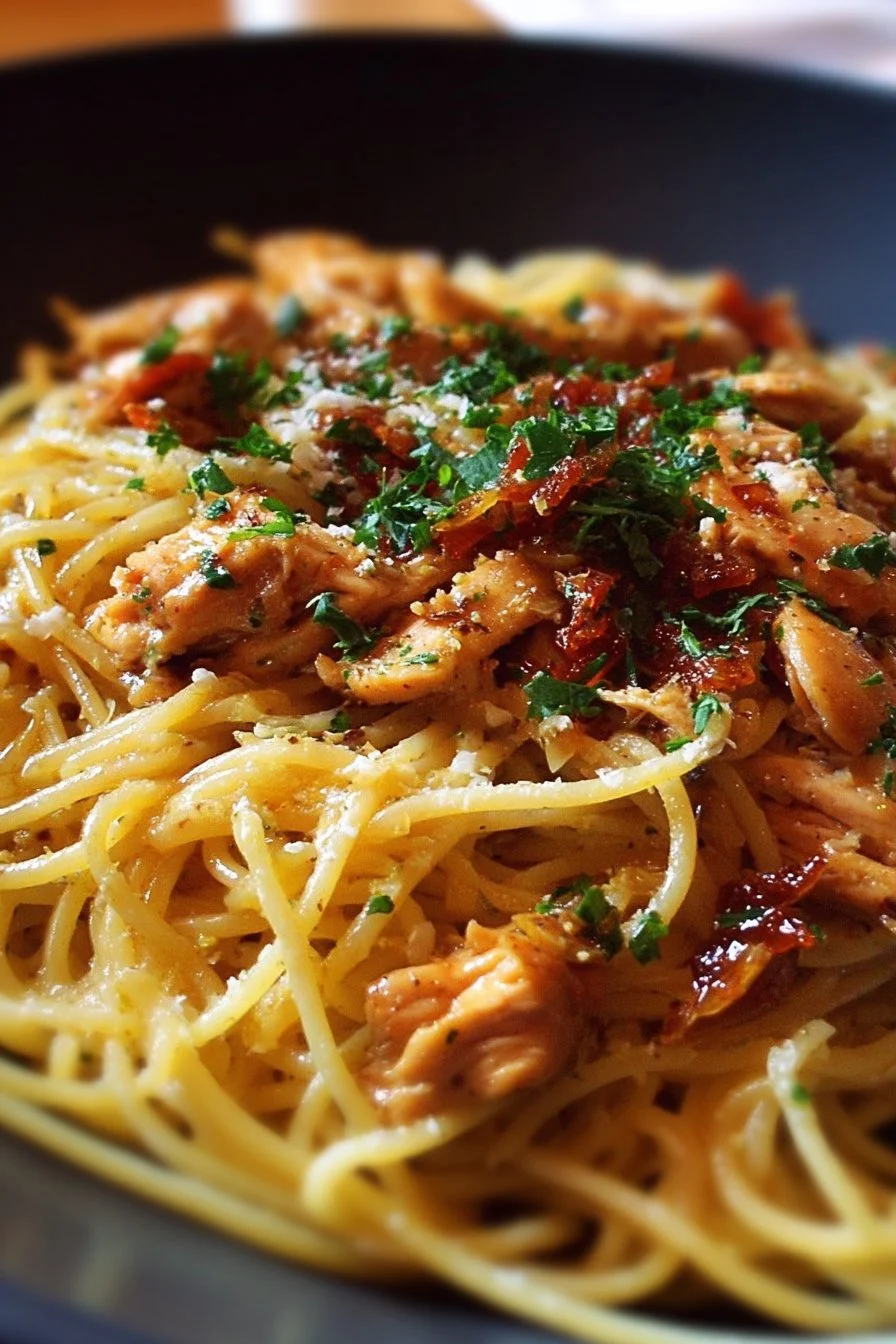 Delicious Monterey Chicken Spaghetti dish served on a plate