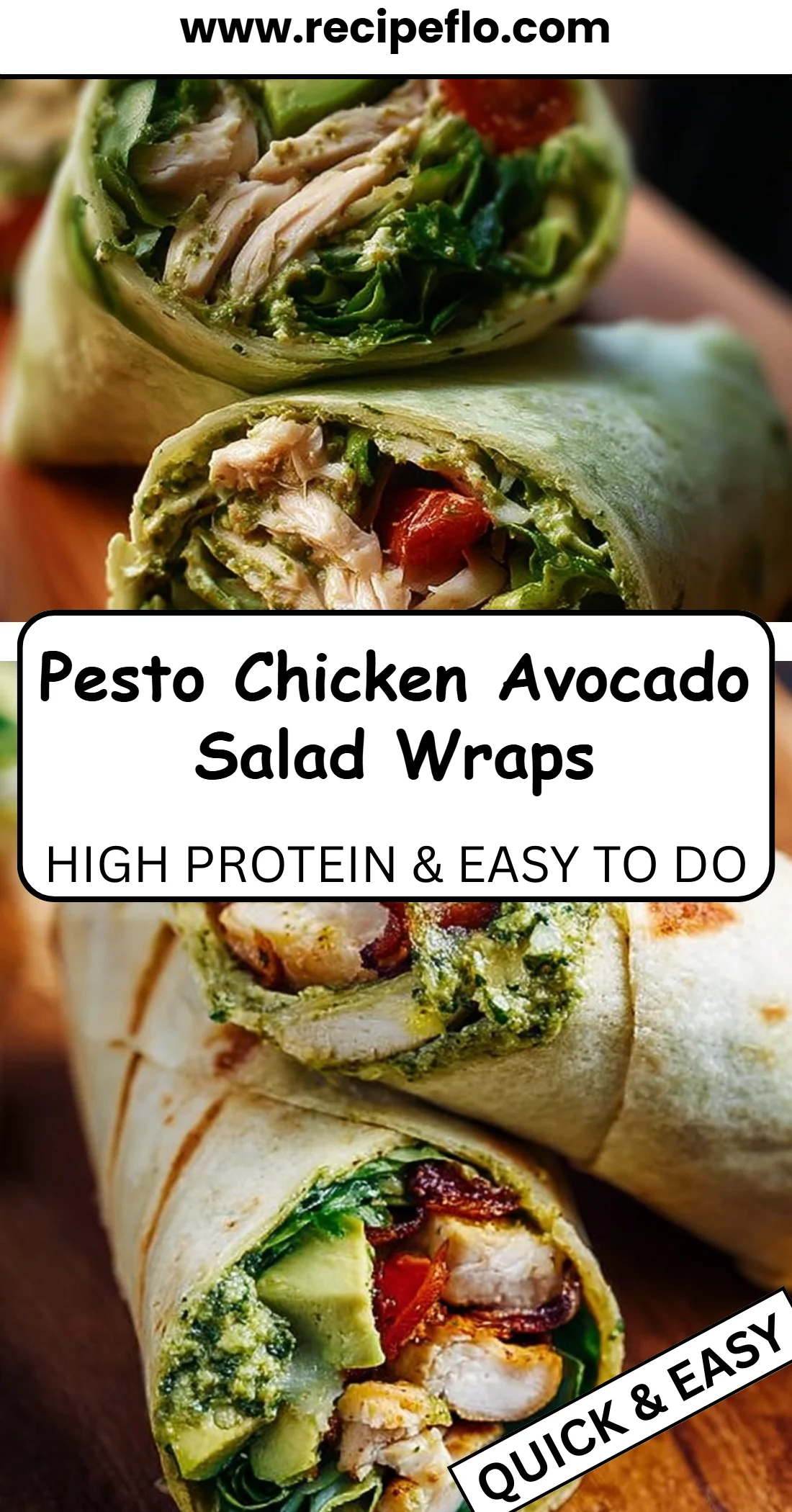 Pesto Chicken Avocado Salad Wraps