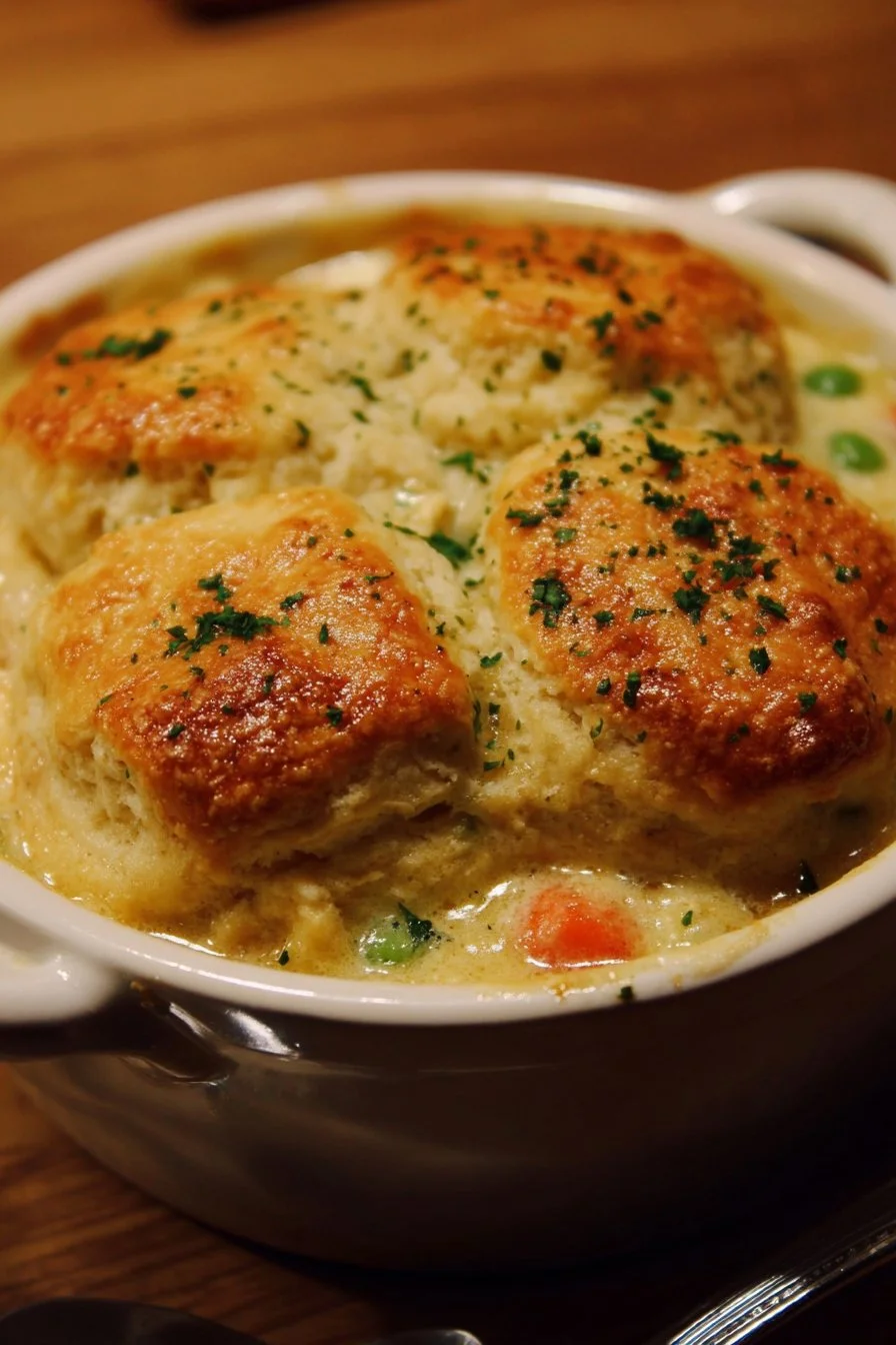 Red Lobster Biscuit Chicken Pot Pie 3 Red Lobster Biscuit Chicken Pot Pie served in a bowl