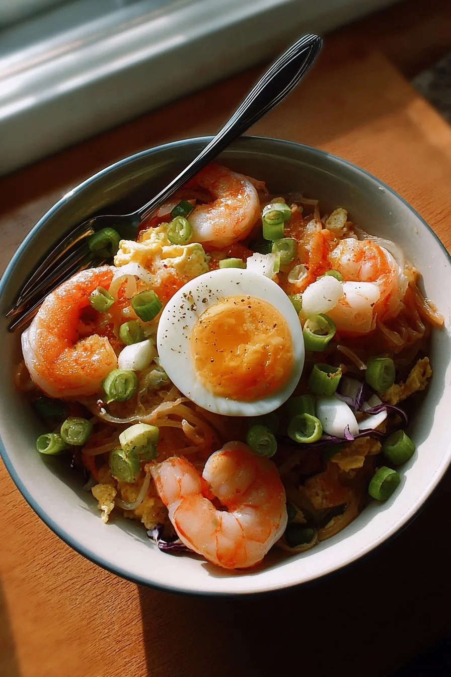 Delicious shrimp egg roll in a bowl served with fresh veggies and dipping sauce