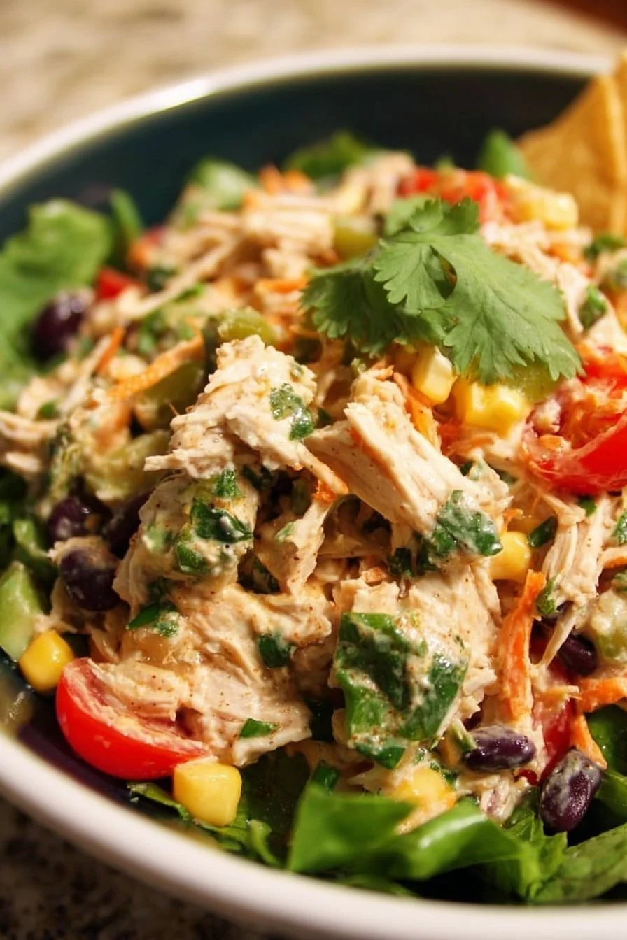 Southwest Shredded Chicken Salad 3 Delicious Southwest Shredded Chicken Salad with fresh ingredients