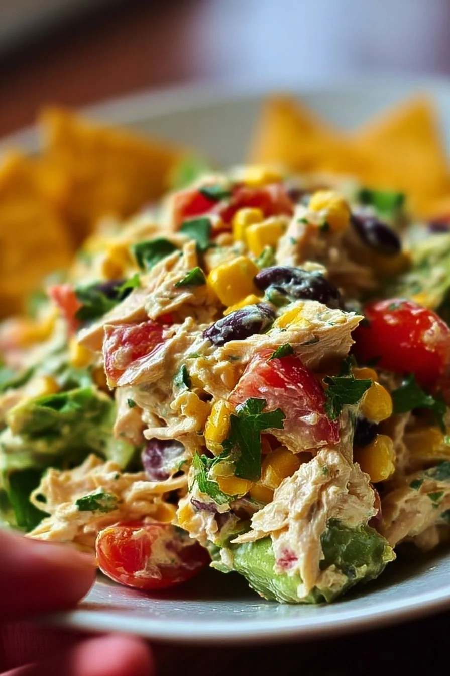 Delicious Southwestern chicken salad with fresh vegetables and spices