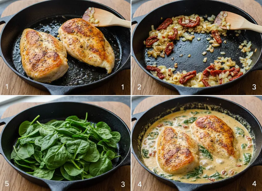 tuscan chicken cooking steps